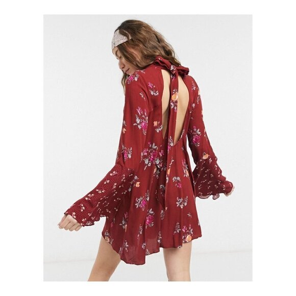 Free People Dress Tate Tunic Mini Blouse Vintage Combo X-Small New womens floral - Picture 10 of 13